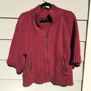 Jones New York Red Cape Cardigan Sweater Zip Front